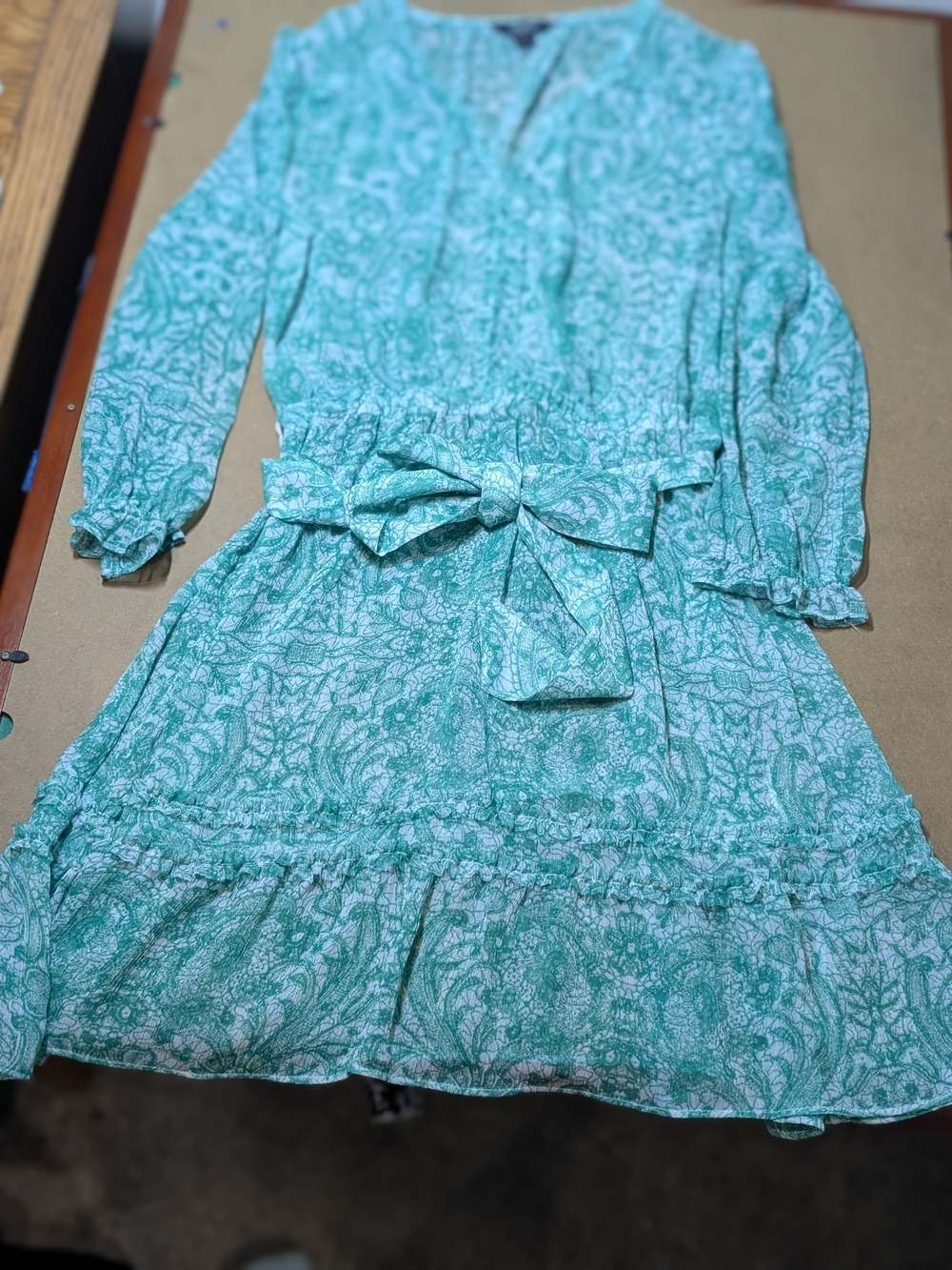 Simply Vera Vera Wang Turquoise Floral Belted Mini Dress